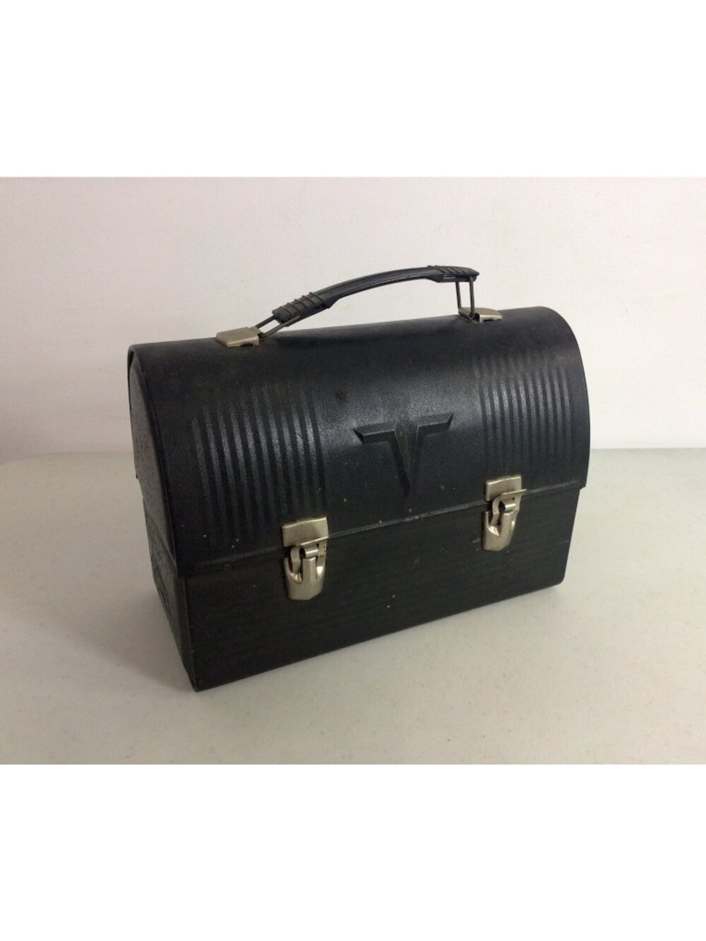 Vintage Thermos Black Metal Lunchbox Black MCM Made USA 1950s